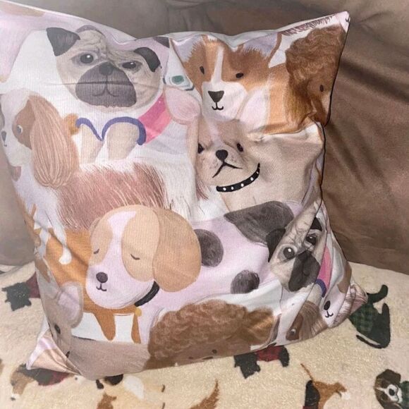 Dog Print Zippered Pillowcase for Accent Pillow 17.7" - Picture 3 of 6